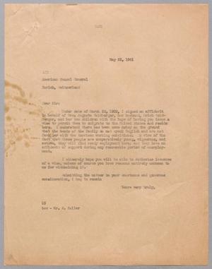 Primary view of object titled '[Letter from I. H. Kempner to the American Consul General, May 23, 1941]'.