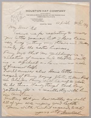 Primary view of object titled '[Letter from Dave Cohen to I. H. Kempner, April 2, 1939]'.
