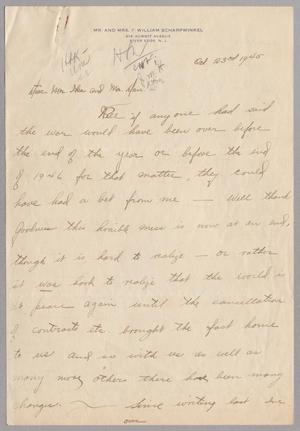 Primary view of object titled '[Letter from F. William Scharpwinkel to I. H. Kempner and Daniel W. Kempner, October 23, 1945]'.