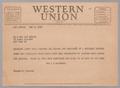 Letter: [Telegram from I. H. Kempner to Mr. and Mrs. Ray Bolger, October 11, …