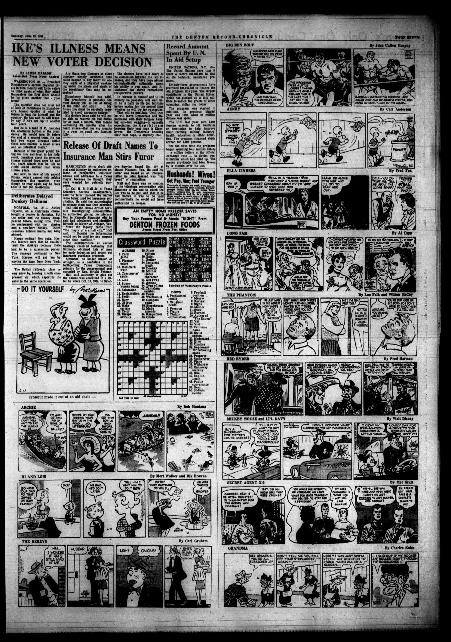 Denton Record-Chronicle (Denton, Tex.), Vol. 53, No. 269, Ed. 1 Tuesday, June 12, 1956
                                                
                                                    [Sequence #]: 7 of 10
                                                