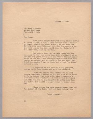 Primary view of object titled '[Letter from D. W. Kempner to David F. Weston, August 12, 1946]'.