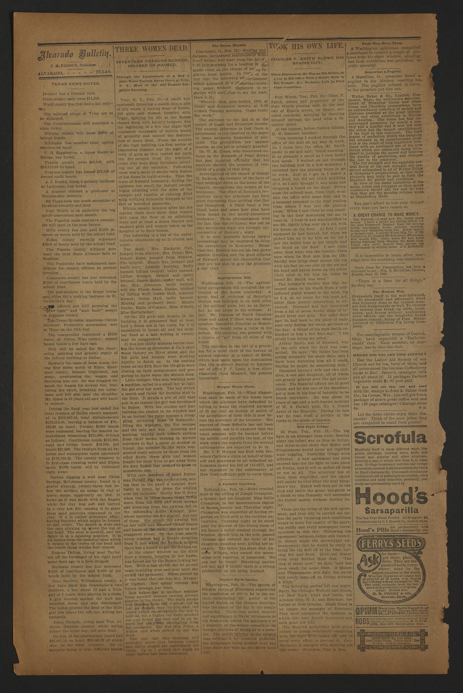 Alvarado Bulletin. (Alvarado, Tex.), Vol. 16, No. 32, Ed. 1 Friday, February 21, 1896
                                                
                                                    [Sequence #]: 2 of 8
                                                