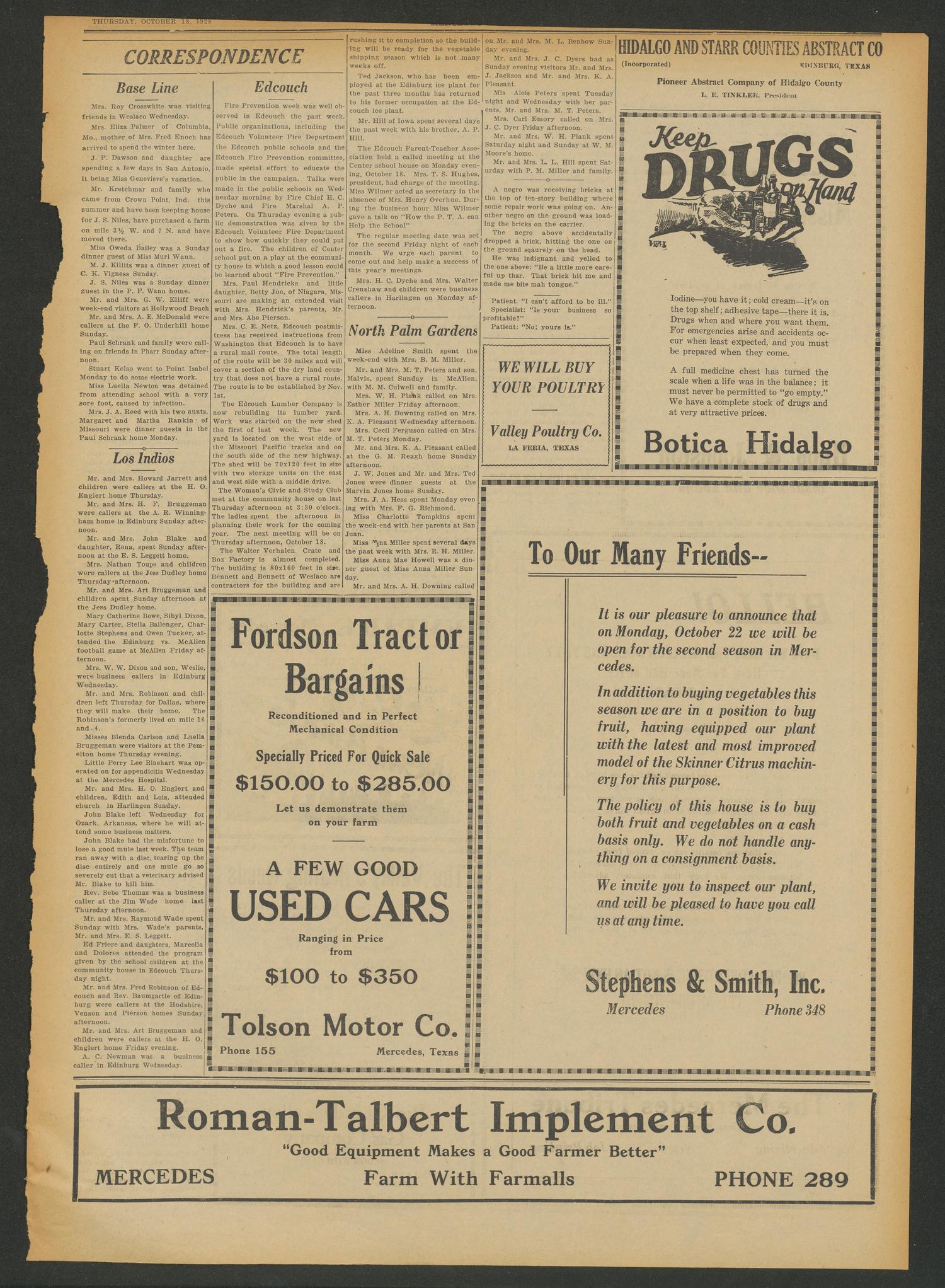 Mercedes Tribune (Mercedes, Tex.), Vol. 15, No. 40, Ed. 1 Thursday, October 18, 1928
                                                
                                                    [Sequence #]: 5 of 12
                                                