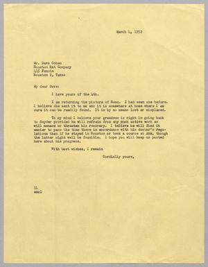Primary view of [Letter from I. H. Kempner to David Cohen, March 4, 1952]