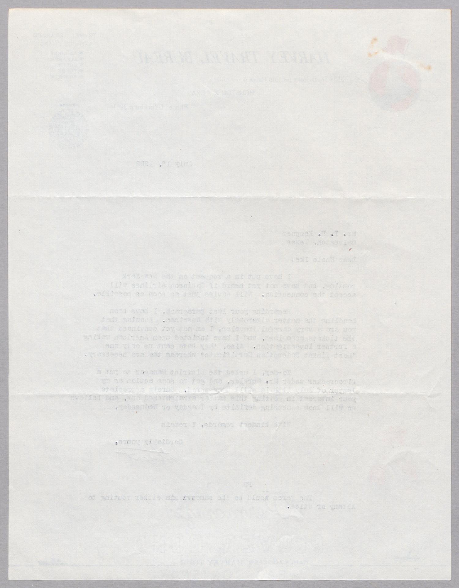 [Letter from Stuart Godwin to I. H. Kempner, July 18, 1952]
                                                
                                                    [Sequence #]: 2 of 2
                                                