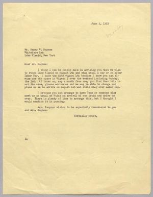 Primary view of object titled '[Letter from I. H. Kempner to Henry W. Haynes, June 5, 1952]'.