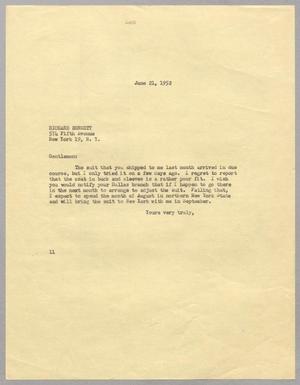 Primary view of object titled '[Letter from I. H. Kempner to Richard Bennett, June 21, 1952]'.