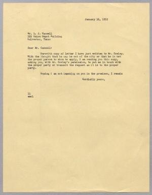 Primary view of object titled '[Letter from I. H. Kempner to L. J. Cassell, January 16, 1952]'.