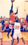 Primary view of Basketball player Patrick Okafor shoots over defenders during a Lee College Rebel inter-squad game