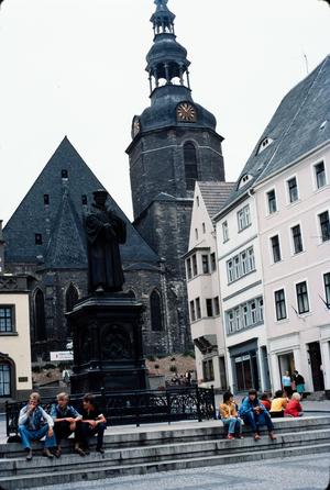 Primary view of object titled '[Martin Luther Statue in Eisleben City Square]'.