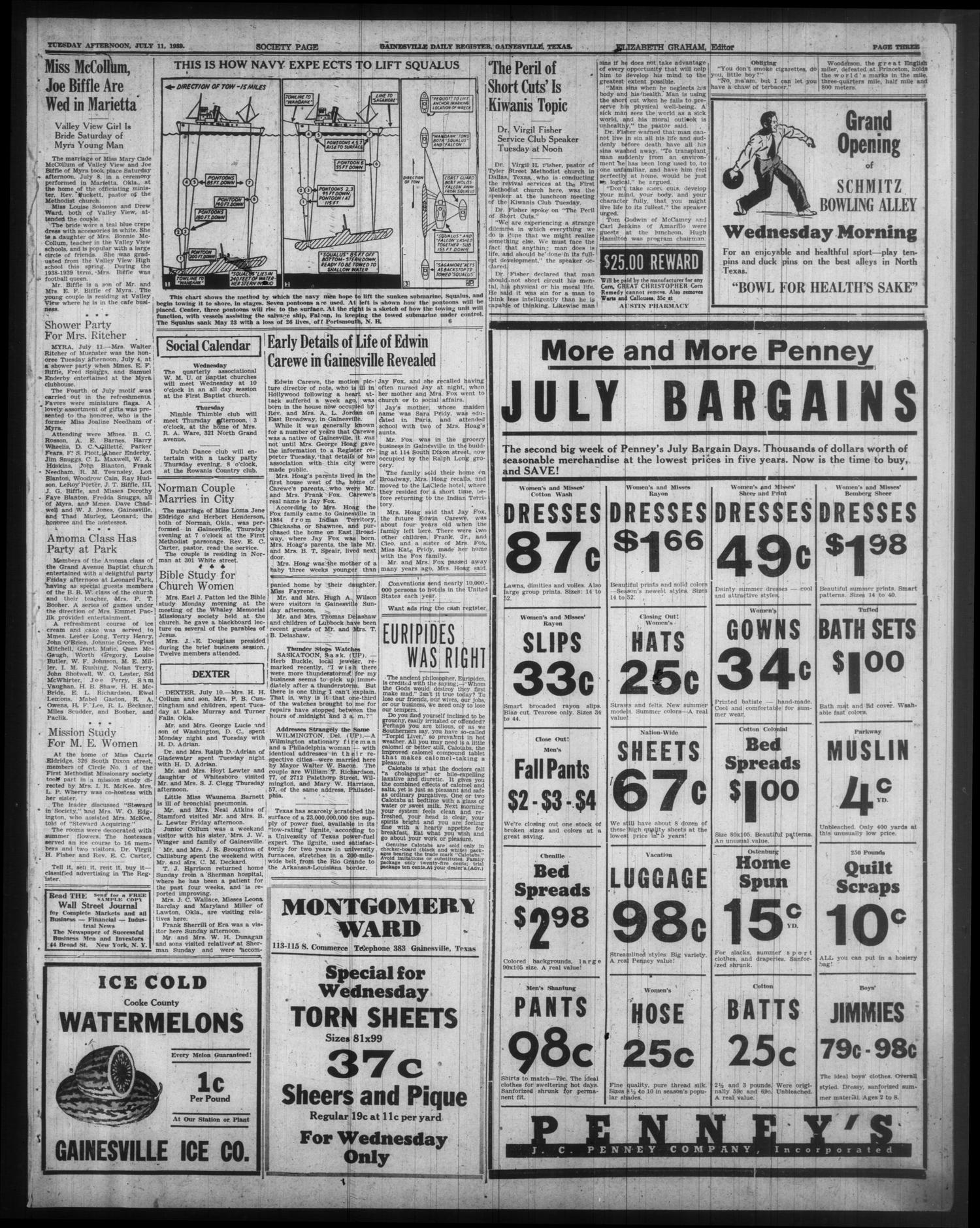 Gainesville Daily Register and Messenger (Gainesville, Tex.), Vol. 48, No. 296, Ed. 1 Tuesday, July 11, 1939
                                                
                                                    [Sequence #]: 3 of 6
                                                