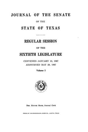 Primary view of object titled 'Journal of the Senate of the State of Texas, Regular Session of the Sixtieth Legislature, Volume 1'.