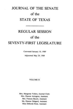 Primary view of object titled 'Journal of the Senate of the State of Texas, Regular Session of the Seventy-First Legislature, Volume 2'.