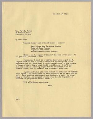 Primary view of object titled '[Letter from I. H. Kempner to Sara K. Weston, December 19, 1955]'.