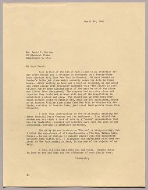 Primary view of object titled '[Letter from I. H. Kempner to David F. Weston, April 19, 1960]'.