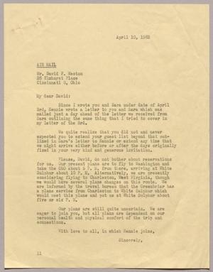 Primary view of object titled '[Letter from I. H. Kempner to David F. Weston, April 10, 1963]'.