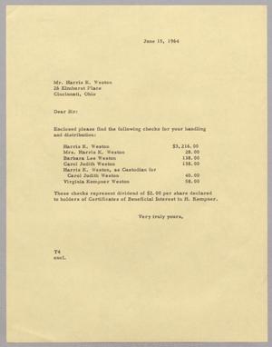 Primary view of object titled '[Letter from T. E. Taylor to Harris K. Weston, June 15, 1964]'.