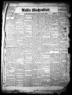 Primary view of object titled 'Austin Wochenblatt. (Austin, Tex.), Vol. 1, No. 51, Ed. 1 Saturday, October 23, 1880'.