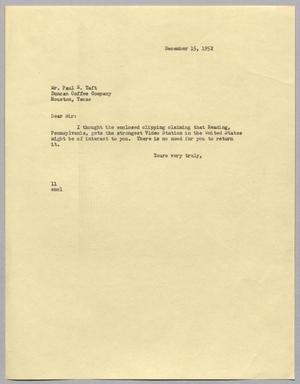 Primary view of object titled '[Letter from I. H. Kempner to Paul E. Taft, December 15, 1952]'.