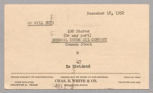Primary view of object titled '[Card from Chas. B. White & Co. to Isaac Herbert Kempner, December 18, 1952]'.