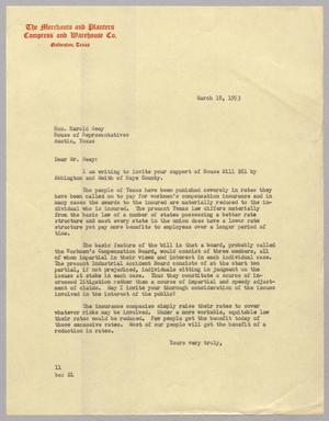 Primary view of object titled '[Letter from I. H. Kempner to Harold Seay, March 18, 1953]'.