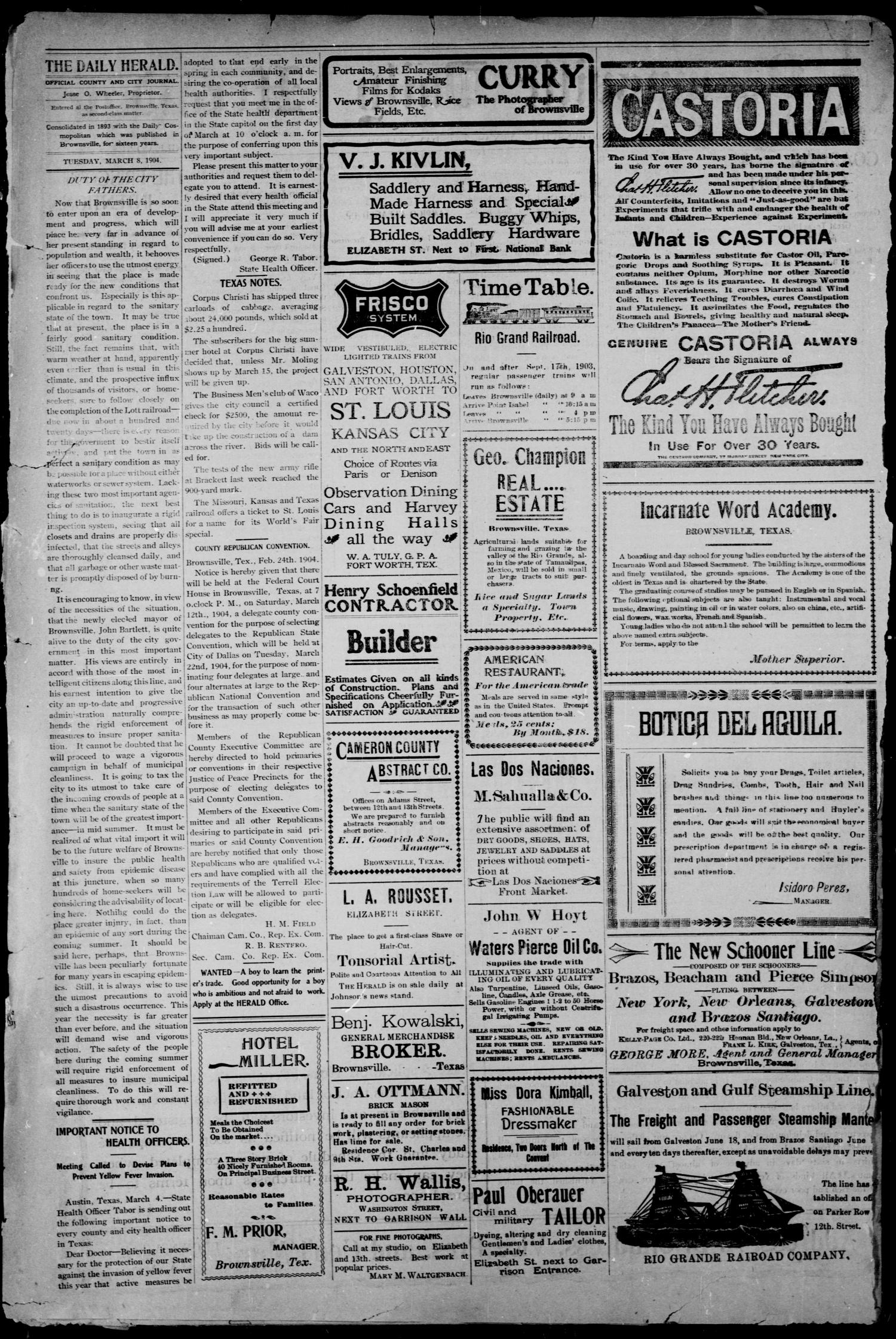 Brownsville Daily Herald (Brownsville, Tex.), Vol. 12, No. 300, Ed. 1, Tuesday, March 8, 1904
                                                
                                                    [Sequence #]: 2 of 4
                                                