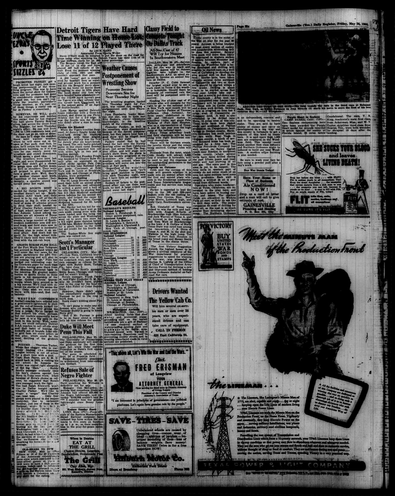 Gainesville Daily Register and Messenger (Gainesville, Tex.), Vol. 54, No. 232, Ed. 1 Friday, May 26, 1944
                                                
                                                    [Sequence #]: 6 of 8
                                                