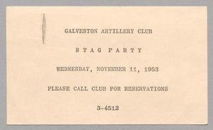 Primary view of object titled '[Postal Card from the Galveston Artillery Club to Isaac H. Kempner, November 3, 1953]'.