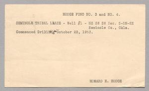 Primary view of object titled '[Postal Card from Howard E. Hodge to Isaac Herbert Kempner, October 22, 1953]'.
