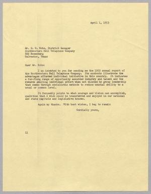 Primary view of object titled '[Letter from I. H. Kempner to D. G. Kobs, April 1, 1953]'.