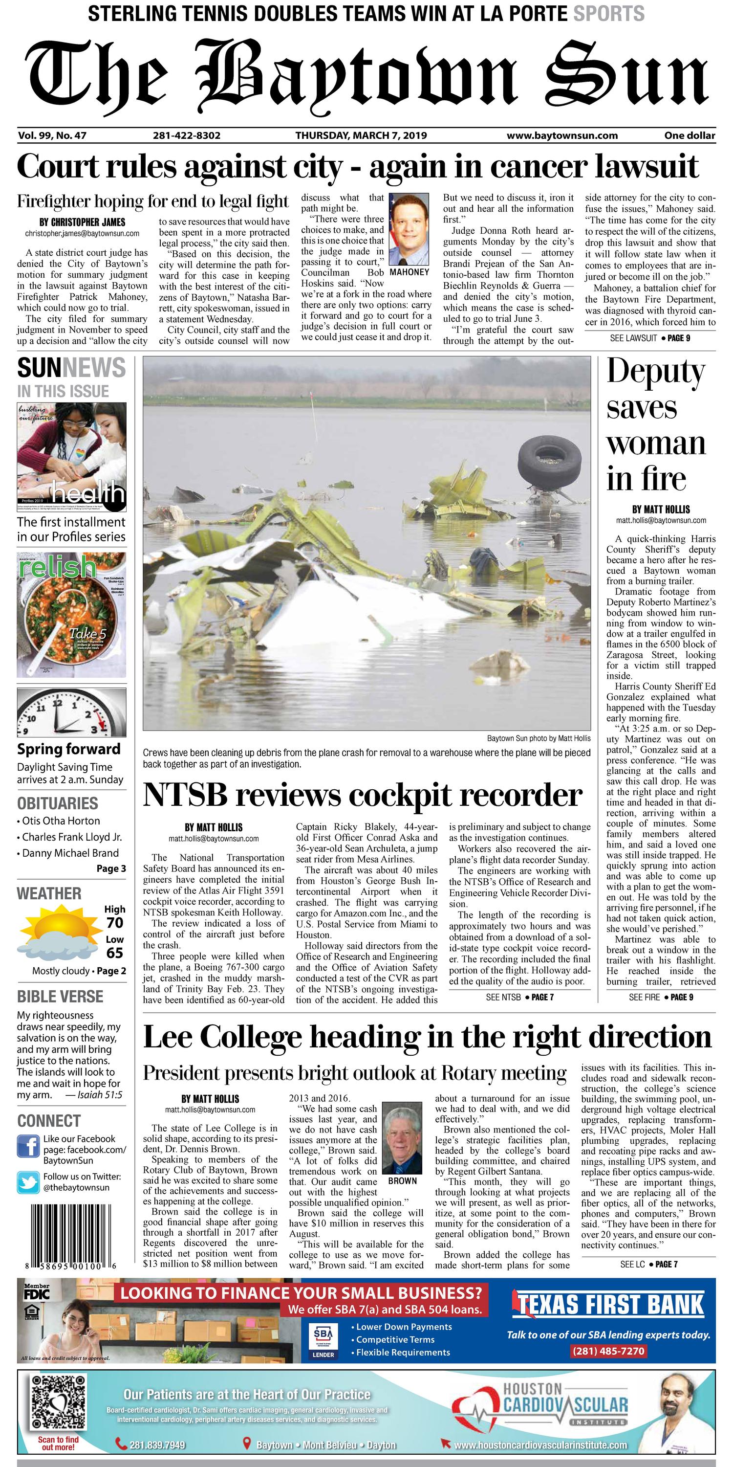 The Baytown Sun (Baytown, Tex.), Vol. 99, No. 47, Ed. 1 Thursday, March 7, 2019
                                                
                                                    [Sequence #]: 2 of 27
                                                