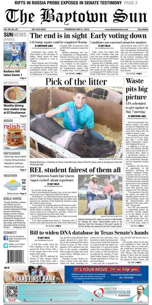 Primary view of The Baytown Sun (Baytown, Tex.), Vol. 99, No. 87, Ed. 1 Thursday, May 2, 2019