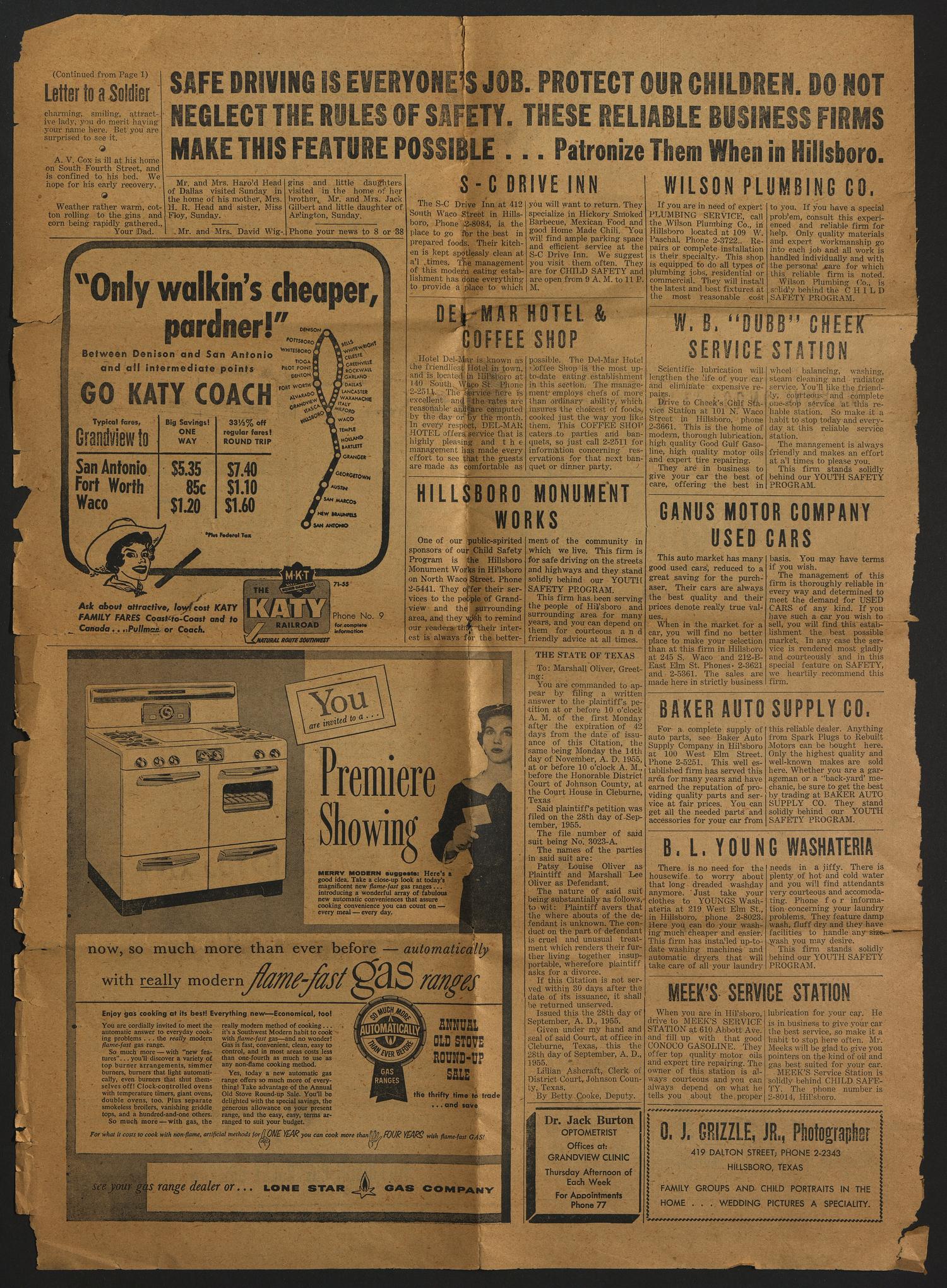 The Grandview Tribune (Grandview, Tex.), Vol. 60, No. 5, Ed. 1 Friday, October 7, 1955
                                                
                                                    [Sequence #]: 4 of 4
                                                