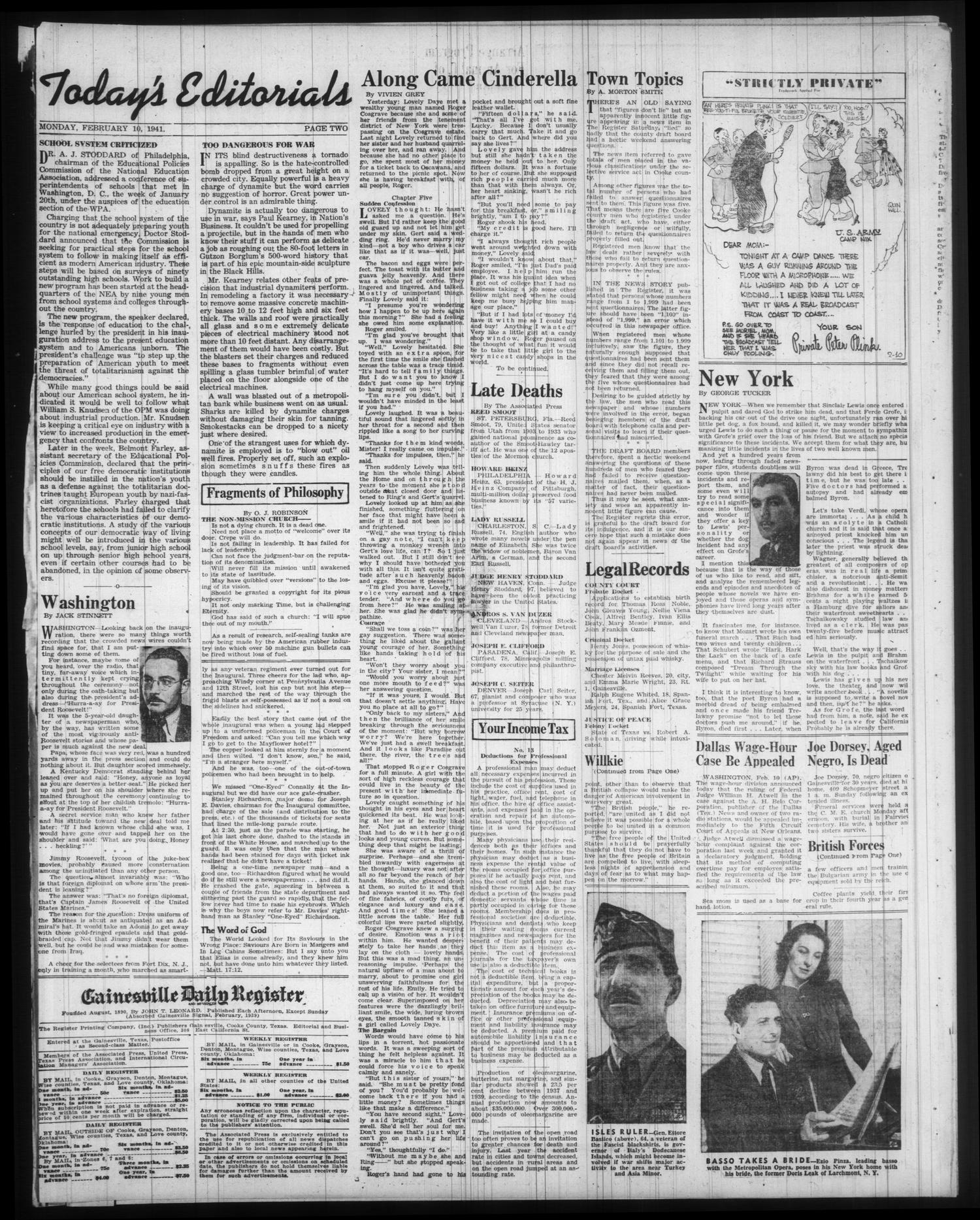 Gainesville Daily Register and Messenger (Gainesville, Tex.), Vol. 51, No. 142, Ed. 1 Monday, February 10, 1941
                                                
                                                    [Sequence #]: 2 of 6
                                                