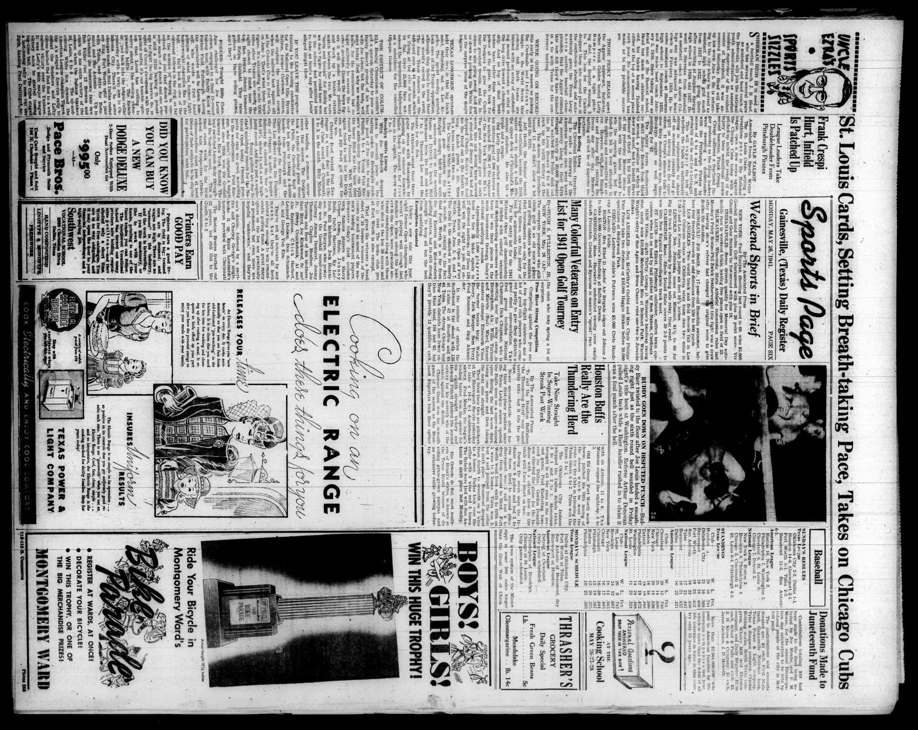 Gainesville Daily Register and Messenger (Gainesville, Tex.), Vol. 51, No. 232, Ed. 1 Monday, May 26, 1941
                                                
                                                    [Sequence #]: 6 of 8
                                                