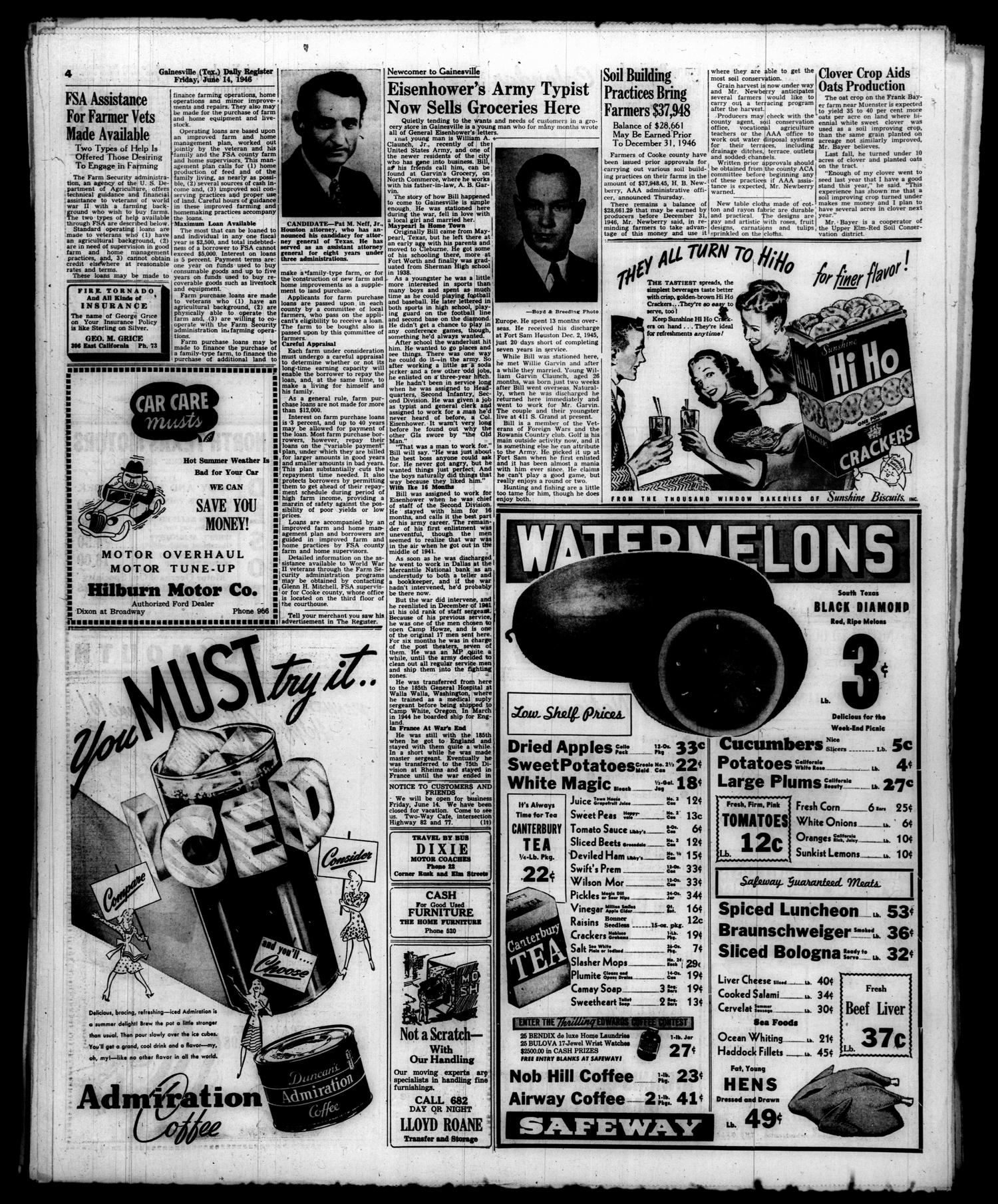 Gainesville Daily Register and Messenger (Gainesville, Tex.), Vol. 56, No. 248, Ed. 1 Friday, June 14, 1946
                                                
                                                    [Sequence #]: 4 of 8
                                                