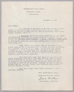 Primary view of object titled '[Letter from Congregation B'nai Israel, November 7, 1949]'.