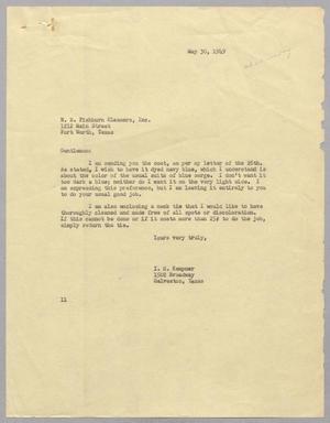 Primary view of object titled '[Letter from I. H. Kempner to W. B. Fishburn Cleaners Inc., May 30, 1949]'.