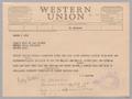 Primary view of [Telegram from I. H. Kempner to John W. Lowe or Ray Rourke, March 5, 1953]