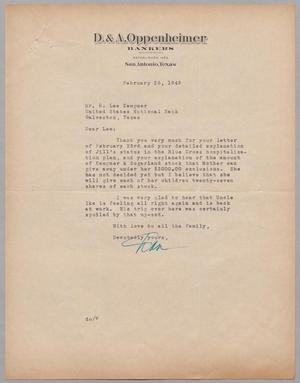Primary view of object titled '[Letter from Dan Oppenheimer to R. Lee Kempner, February 25, 1949]'.
