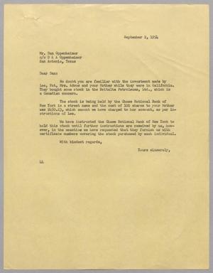 Primary view of object titled '[Letter from A. H. Blackshear Jr. to Dan Oppenheimer, September 2, 1954]'.