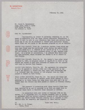 Primary view of object titled '[Letter from Ray I. Mehan to Jesse H. Oppenheimer, February 27, 1954]'.