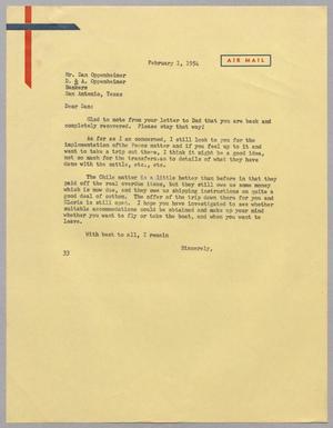 Primary view of object titled '[Letter from Harris Leon Kempner to Dan Oppenheimer, February 1, 1954]'.