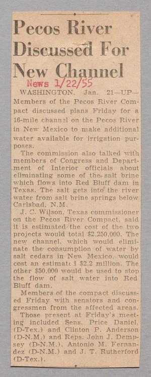 Primary view of object titled '[Clipping: Pecos River Discussed For New Channel]'.