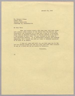 Primary view of object titled '[Letter from I. H. Kempner to Richard Ullman, January 22, 1962]'.