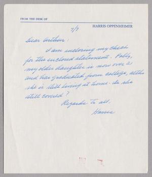 Primary view of object titled '[Handwritten Letter from Harris Oppenheimer to Arthur M. Alpert, July 7, 1964]'.