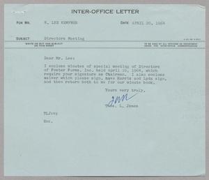 Primary view of object titled '[Inter-Office Letter from Thomas L. James to Robert Lee Kempner, April 20, 1964]'.