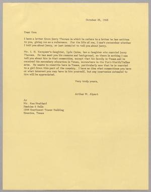 Primary view of object titled '[Letter from Arthur M. Alpert to Kenneth Studdard, October 25, 1965]'.