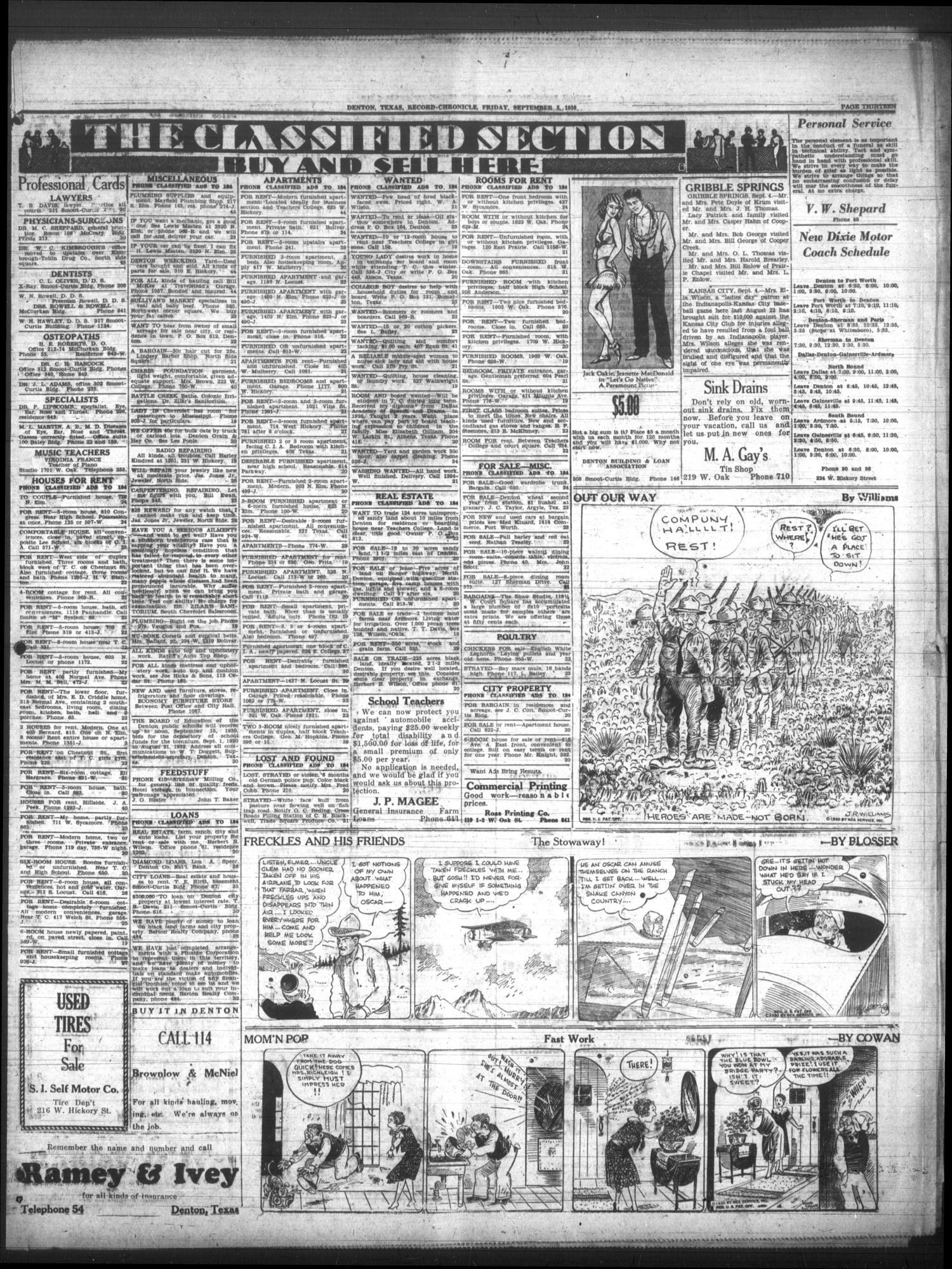 Denton Record-Chronicle (Denton, Tex.), Vol. 30, No. 19, Ed. 1 Friday, September 5, 1930
                                                
                                                    [Sequence #]: 13 of 14
                                                